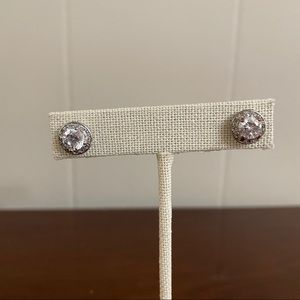 CZ silver tone earrings. Statement earrings.